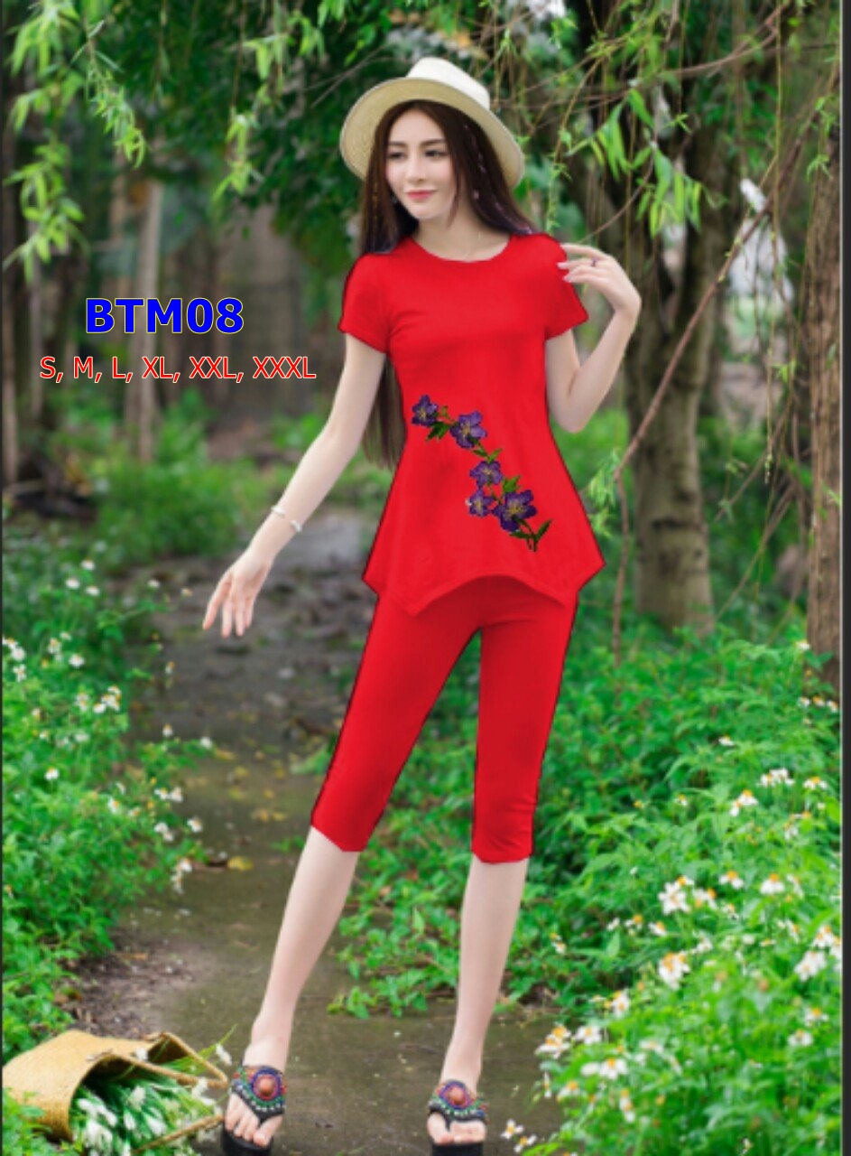 Set thun lửng thêu hoa lan hồ điệp BTM08